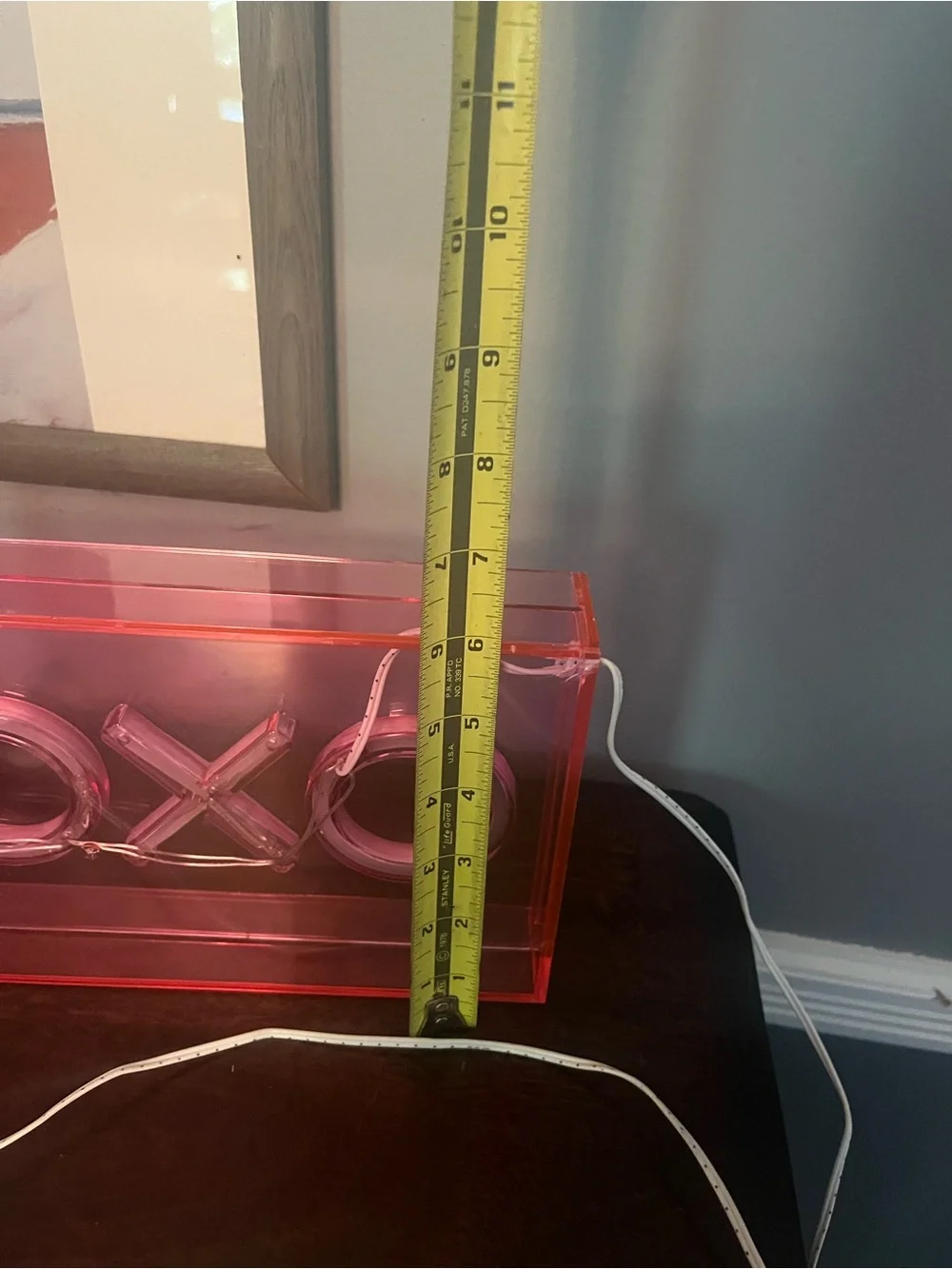 XOXO LED Neon Pink Acrylic Box Light - Blue Glow Tabletop Decor Wall Sign